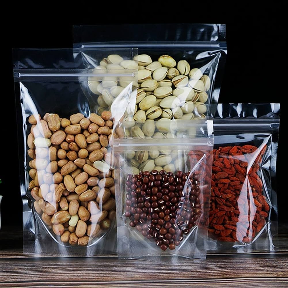 Clear stand up zip lock pouch