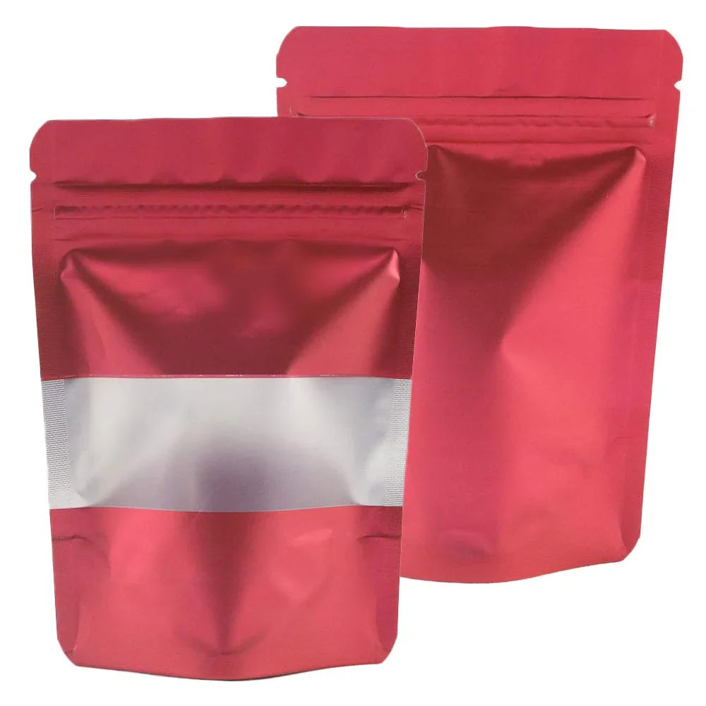 Red window pouch with zip lock
