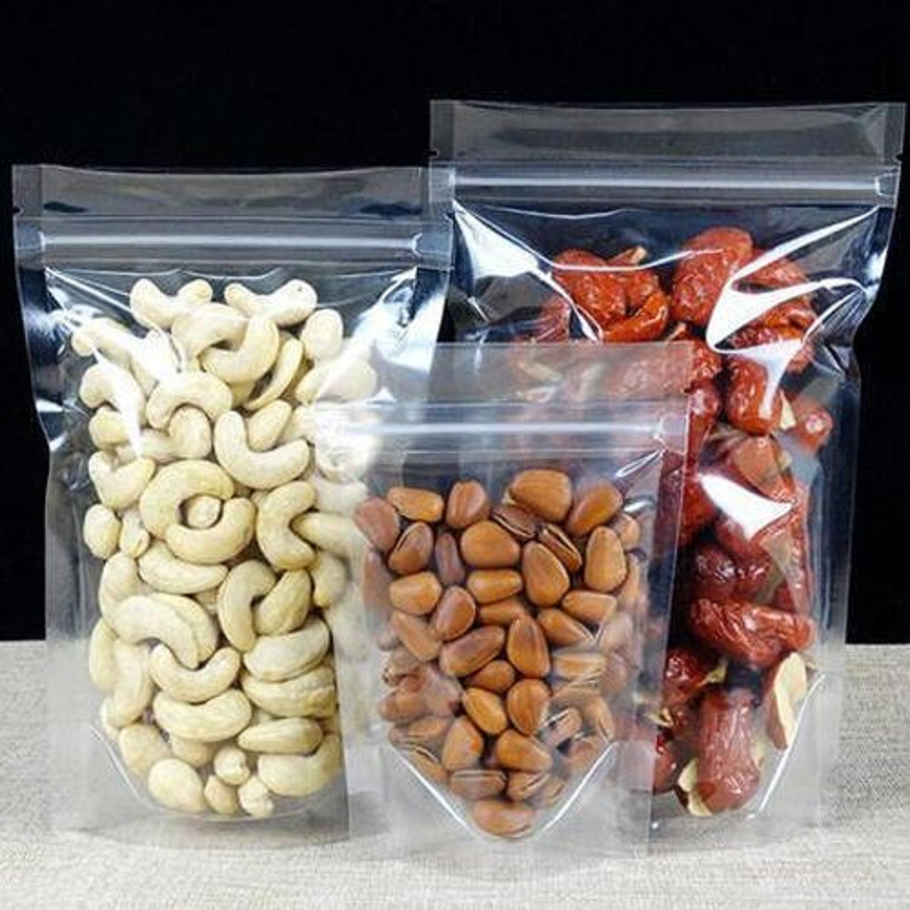Transparent packaging pouch with zipper
