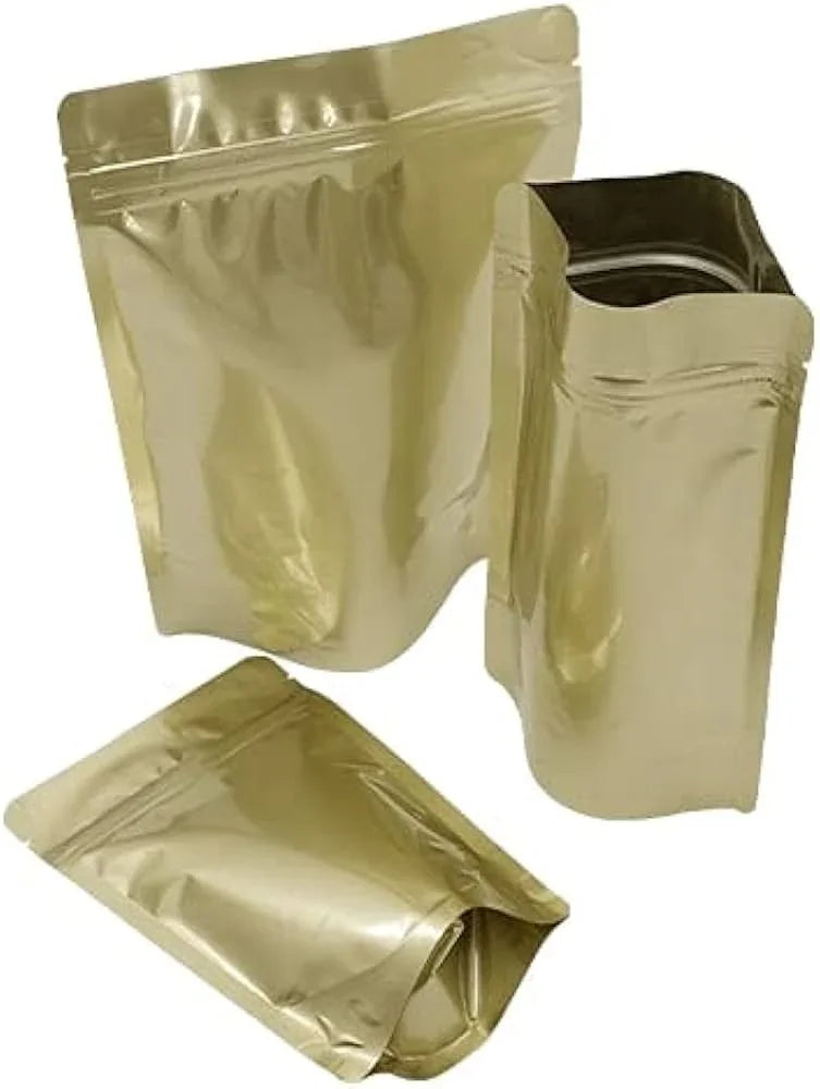 Golden aluminum foil pouch with zipper lock