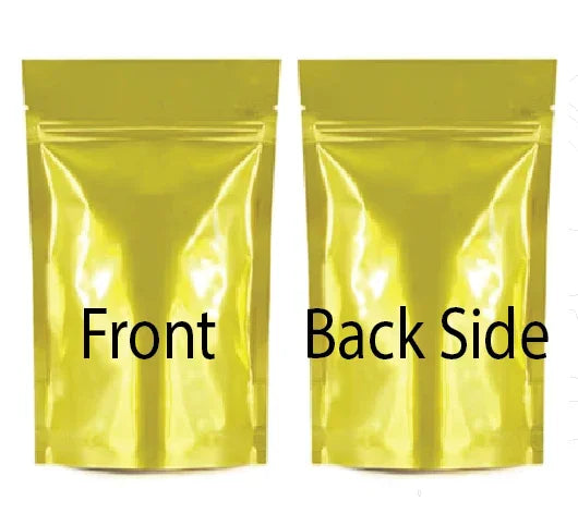 Golden stand up foil pouch with zipper for food packaging